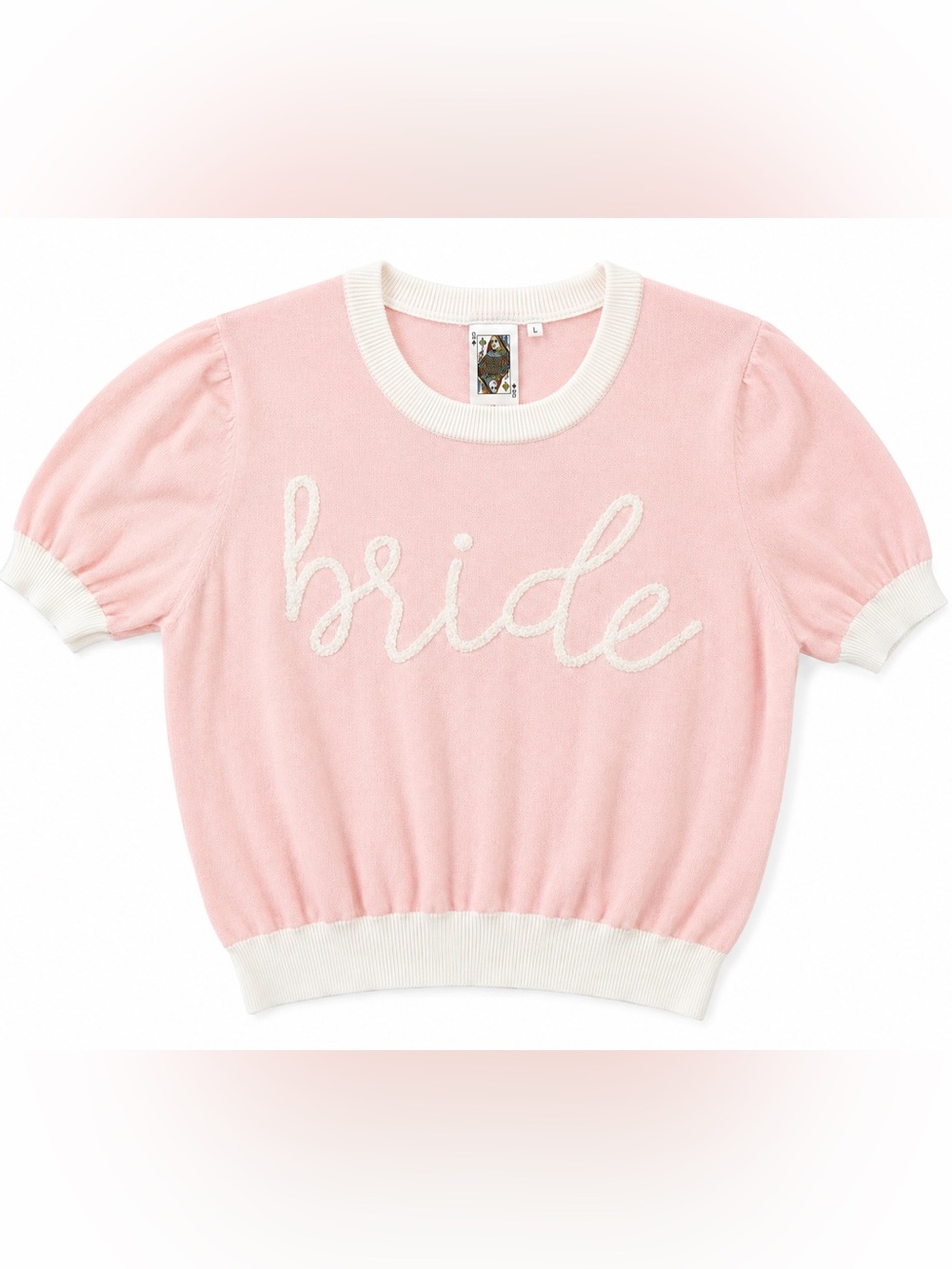 Queen of Sparkles Pink Bride Knit Sweater Top Size Large